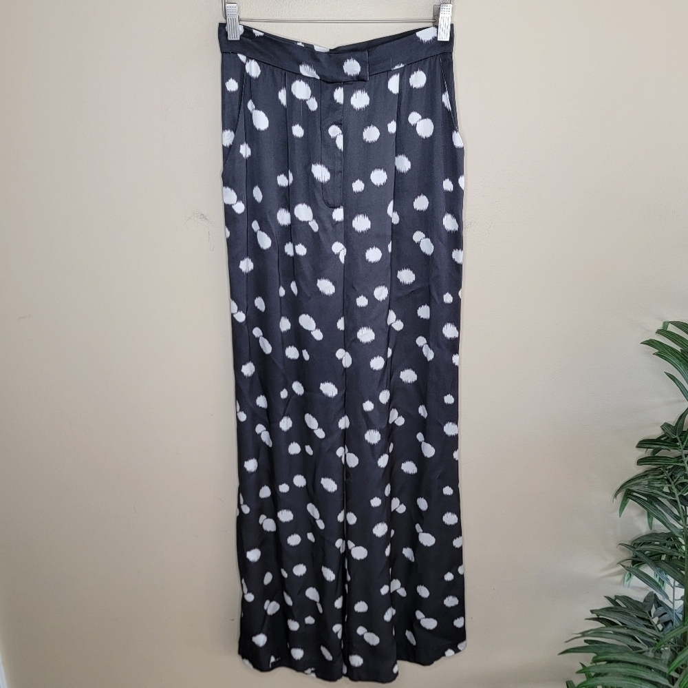 Corey Lynn Calter Camille Black & Ivory Polka Dot Pants Size Small New